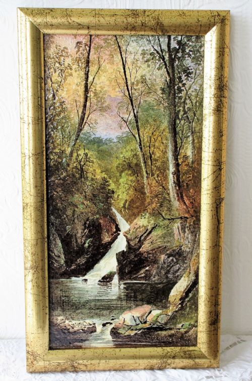 Antique English Victorian Copeland Ceramic Plaque "Aira Force ~ Ullswater" ~  Decorated and Signed by William Yale of Stoke