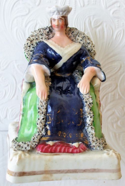 Antique English Victorian Staffordshire Pottery Royal Portrait Figure ~ "Queen Victoria" ~ P A54 ~ H 485