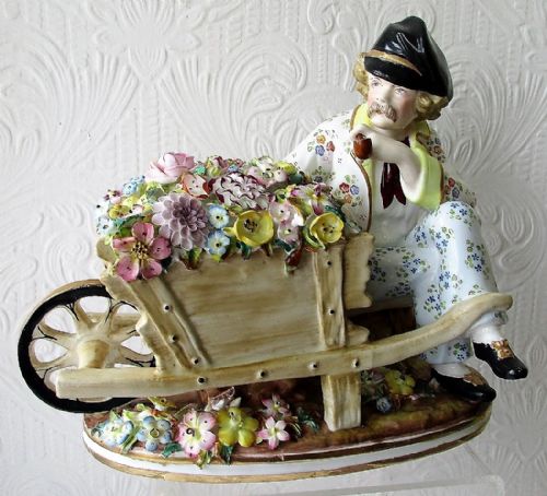 Antique English Victorian Porcelain Figurine ~ "The Flower Seller" ~ John Bevington of Hanley