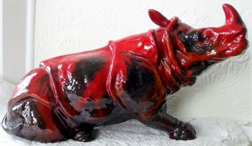 Royal Doulton English Flamb� Pottery "Rhinoceros Lying" 