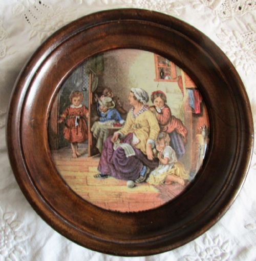 Antique English Victorian Pratt-ware Pot-lid ~  "Hide and Seek" ~ Ball No. 255