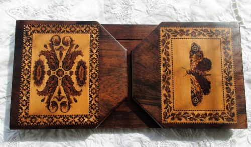 Antique English Victorian Tunbridge Ware Bookslide