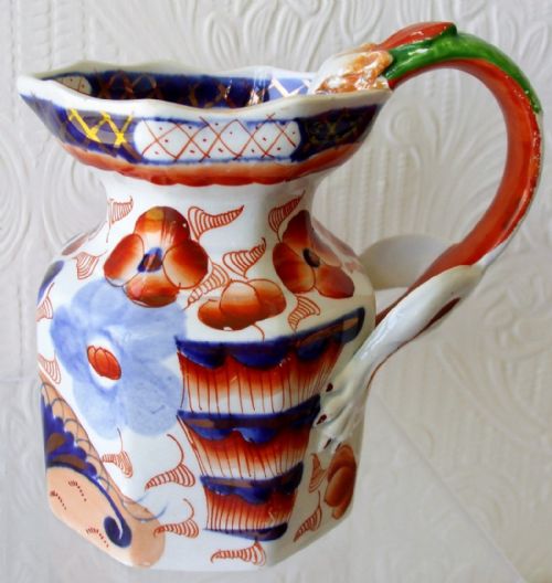 Antique Georgian Gaudy Welsh "Bethesda" Pattern Ironstone Jug