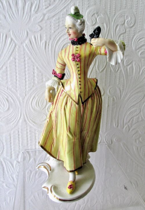 English Studio Pottery Porcelain Figurine  ~ "Columbine" after Franz Anton Bustelli ~ Reginald Johnson