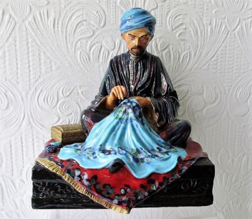 English Studio Pottery Porcelain Figurine ~ "Embroiderer of Kashmir" ~ Reginald Johnson