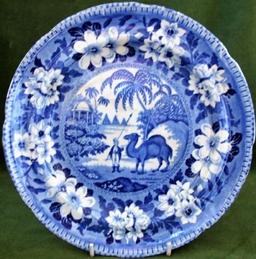 Antique English Georgian / Victorian Blue and White Transfer "Dromedary" Pattern Pottery Plate