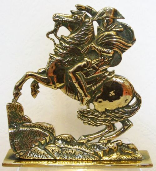 Antique English Georgian Brass Chimney Ornament  ~ "Napoleon Crossing the Alps"