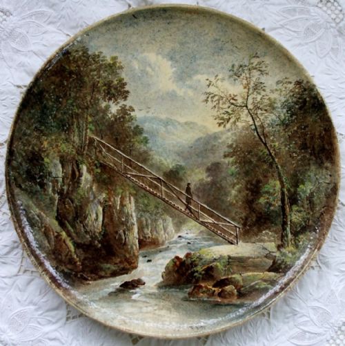 Victorian Copeland Pottery Charger "On the Llugwy ~ N. Wales ~ No. 403" ~ William Yale of Stoke