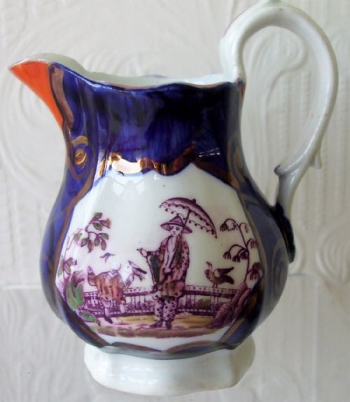 Victorian Gaudy Welsh "Chinoiserie" Pattern Cream Jug