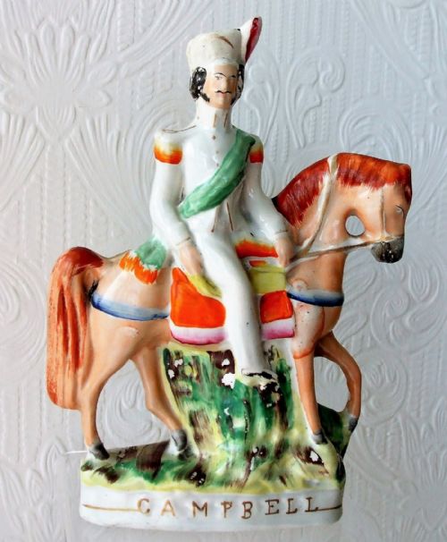 Antique English Victorian Staffordshire Pottery Portrait Figure "Sir Colin Campbell" ~ P C271 ~ H 97P