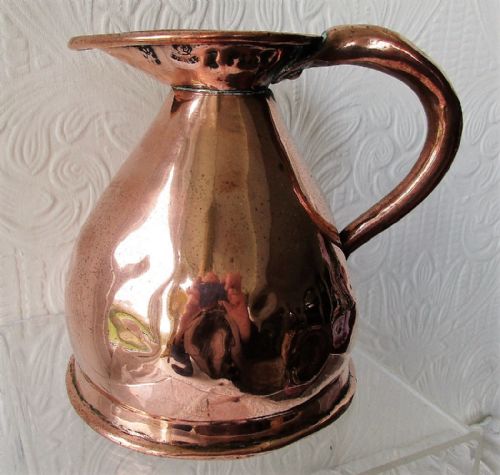 Antique English Victorian Copper Pint Measure ~ Derby Excise Stamp