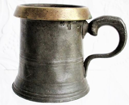 Antique English Victorian Pewter Half Pint Grain Measure