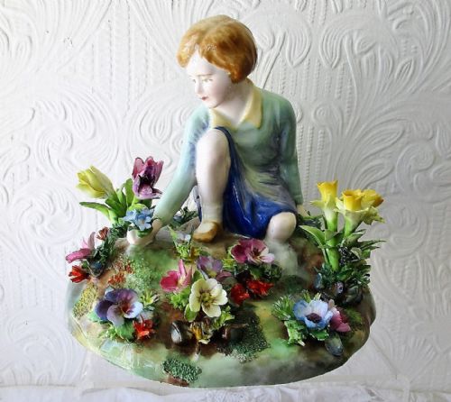 Vintage Crown Staffordshire English Porcelain Figurine ~ "Picking Flowers" ~ J.T. Jones