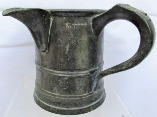 Antique English Victorian Pewter Pint Tavern Jug