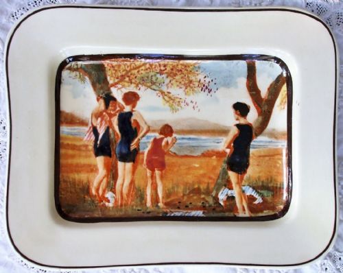 Vintage Royal Doulton English Pottery "Surfing" Dish