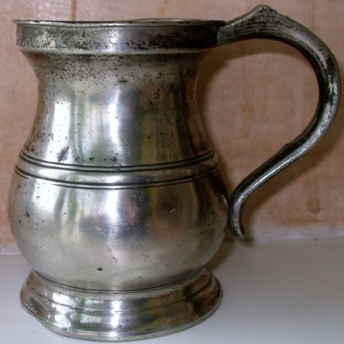 Antique English Georgian Pewter Pint Baluster Measure ~ James Yates ~ Cotterell O.P. 5338