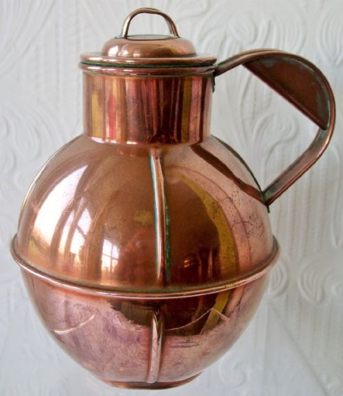 Antique Victorian Channel Islands "Pint" Copper Milk Can and Cover