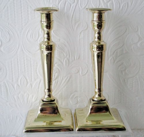 Pair of Antique English Georgian Brass Candlesticks