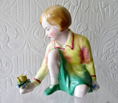 Vintage Crown Staffordshire English Porcelain Figurine ~ "Picking Flowers" ~ T.M. Bayley