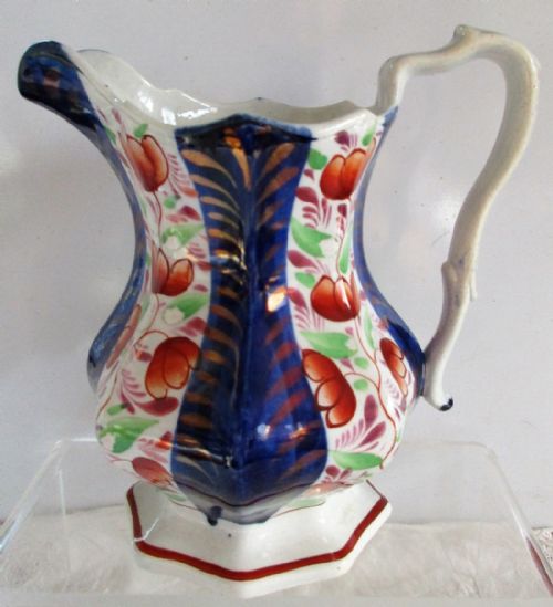 Antique Victorian Gaudy Welsh "Conwy" Pattern Pottery Jug