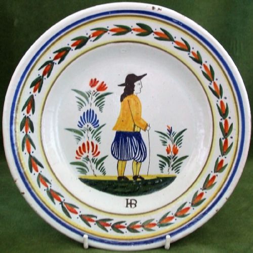 Antique "HB" Quimper French Faience Plate