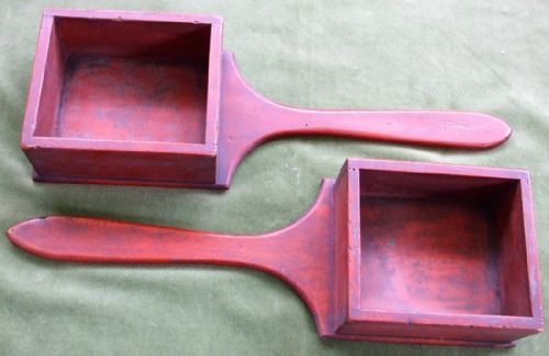 Pair of Antique Welsh Victorian Pine Alms Boxes / Dishes