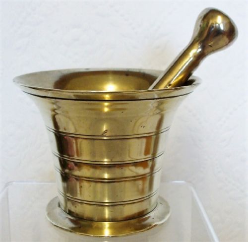 Antique English Victorian Brass Mortar and Pestle