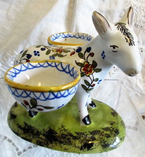 Vintage Desvres French Faience "Donkey" Salt