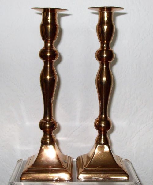 Pair of Antique English Victorian Brass Candlesticks