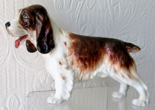 English Studio Pottery Porcelain Figurine ~ "Springer Spaniel" ~ Reginald Johnson