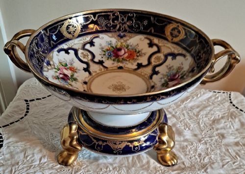 Vintage Japanese Noritake Porcelain Bowl on Stand