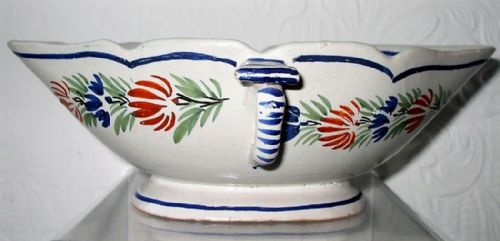 Antique "HB" Quimper French Faience Double Sauceboat