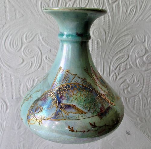 Vintage Shelley English Lustred Porcelain "Fish" Vase ~ Walter Slater