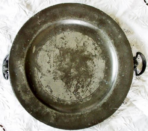 Antique English Victorian Pewter Hot Water Plate
