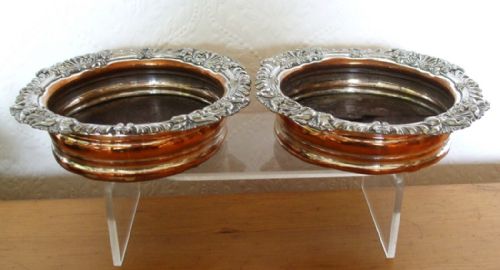 Pair of Antique English Georgian Old Sheffield Plate Wine Coasters