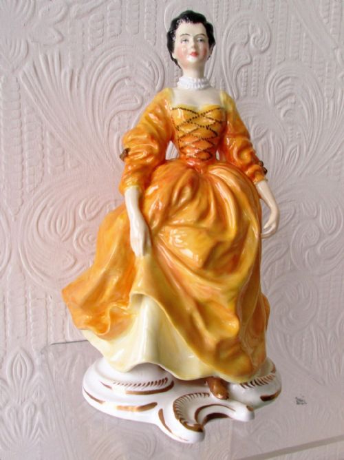 English Studio Pottery Porcelain Figurine ~ "Marquise de Pompadour" ~ Reginald Johnson