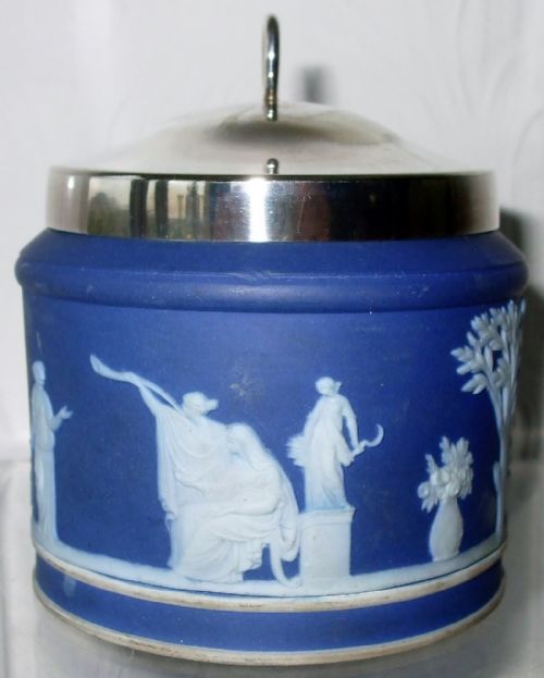 Antique English Victorian Wedgwood Jasper Ware Preserve Pot