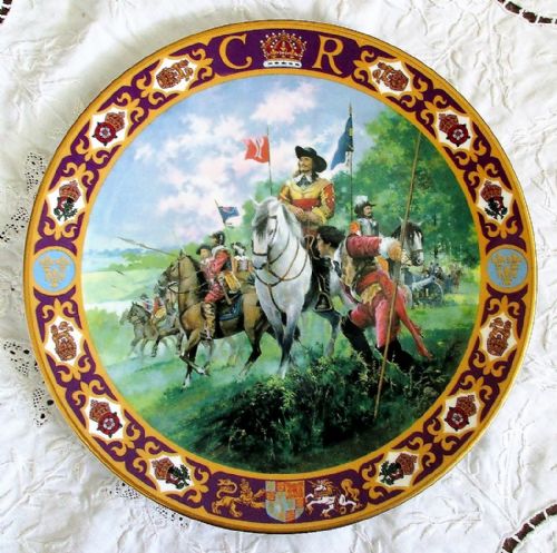 Royal Doulton English Porcelain "Kings and Queens of the Realm" Plate ~ "King Charles I at the Battle of Edgehill" ~ PN53