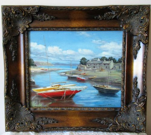 The Harbour ~ Abersoch, Gwynedd ~ Oil Painting on Board ~ Reginald Johnson