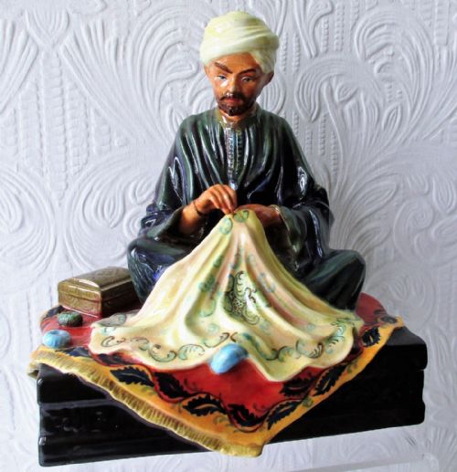 English Studio Pottery Porcelain Figurine ~ "Embroiderer of Kashmir" ~ Reginald Johnson
