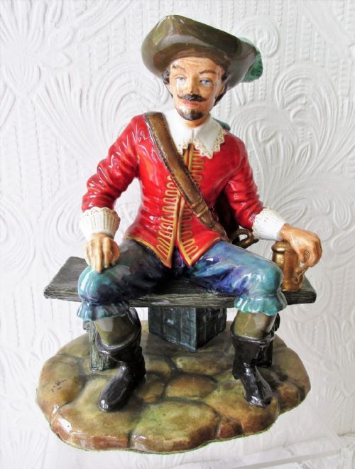 English Studio Pottery Porcelain Figurine ~ "D'Artagnan from The Three Musketeers" ~ Reginald Johnson