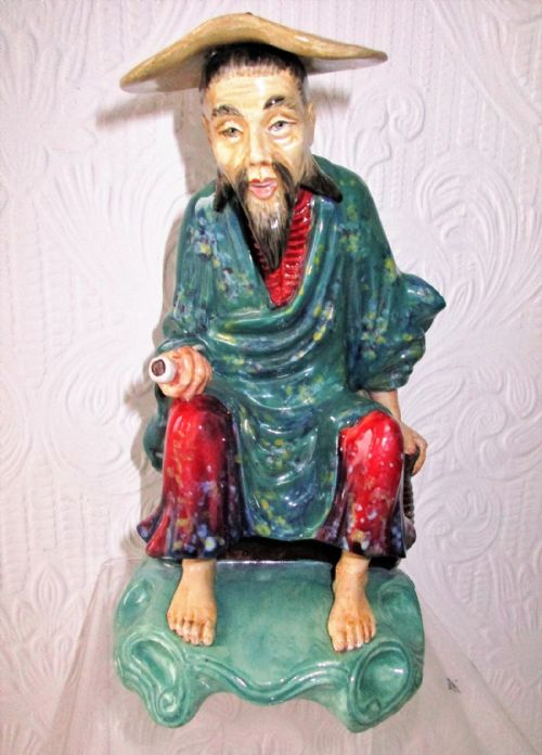 English Studio Pottery Porcelain Figurine ~ "Tibetan Story Teller" ~ Reginald Johnson
