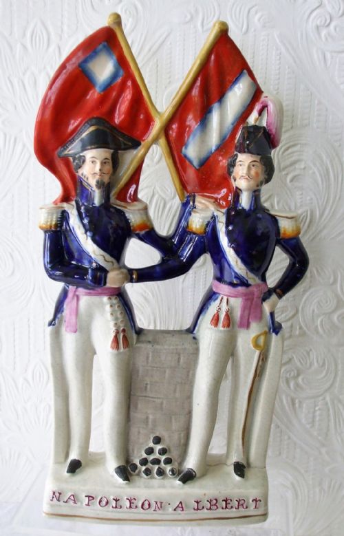 Antique English Victorian Staffordshire Pottery Royal Portrait Figure ~ "Napoleon & Albert" ~ P C225 ~ H 772