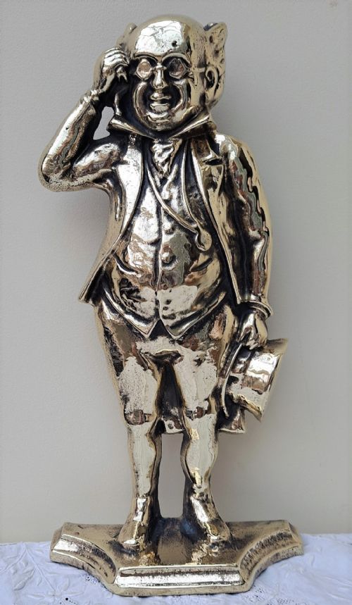 Vintage English Brass Door Porter / Doorstop ~ Mr. Pickwick