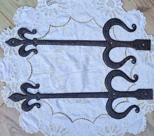 Pair of Antique English Victorian Wrought Iron Hinges