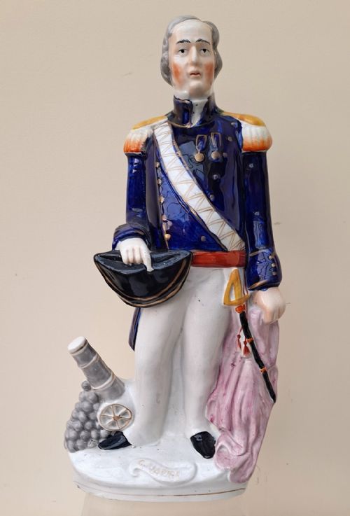 Antique English Victorian Staffordshire Pottery Portrait Figure ~ "Admiral Sir Charles Napier"