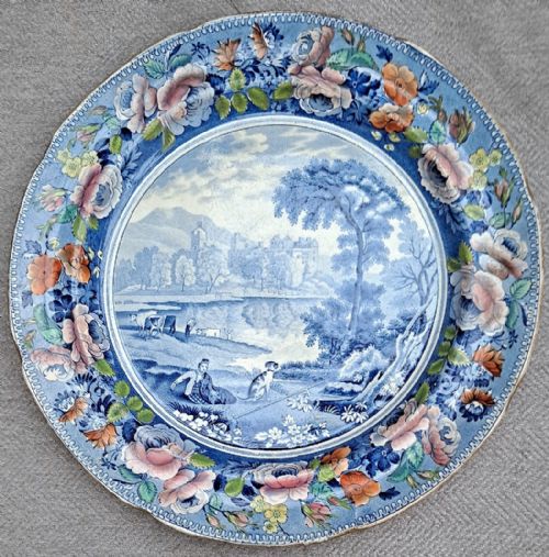 Antique English Georgian Blue & White "Linlithgow Palace" Plate ~ Masons
