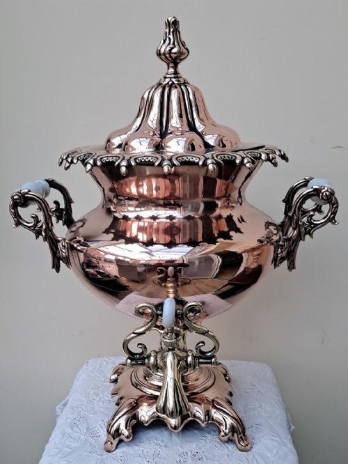 Antique English Victorian Copper Samovar / Tea Urn