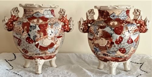 Pair of Antique Japanese Meiji Period Satsuma Vases