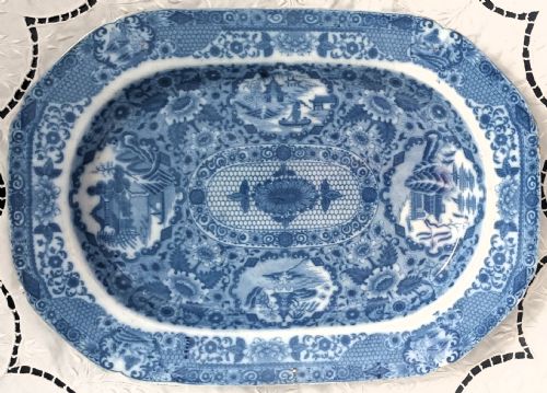 Antique Georgian B. & W. Herculaneum "Net" Pattern Serving Dish / Platter
